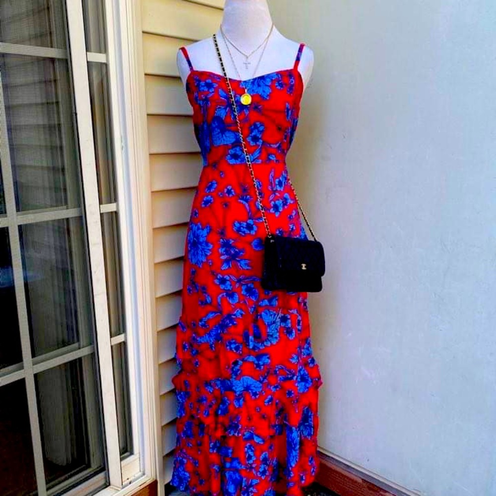 Red /blue floral dress